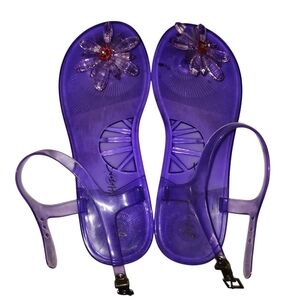 Betsey Johnson Women's Tabby Flat Purple Jelly Sandals